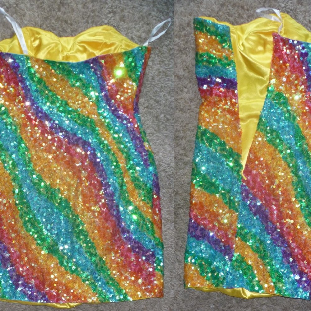 Gigi Pride Rainbow Sequin Short Prom Pageant Dress 6